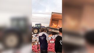 French Protestors are Going Crazy, Setting up Road Blocks and Burning Any Truck Carrying Foreign Goods.