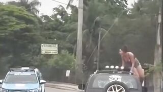 This Chick Car Surfing is Having Some Regrets.