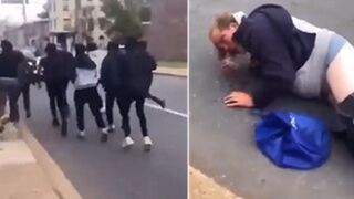 Shock Video Shows a Group of Black Thugs Target White Man on Streets of Baltimore and Mercilessly Beat Him Down