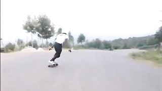 Roller Skater hits Full Size Motorcycle (Watch Slow Motion)