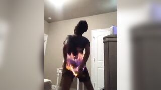 Black Girl tries to do a Bare Naked Flaming Twerk