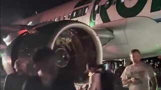 Frontier Airlines aircraft forced to make an emergency after a pedestrian sucked into
