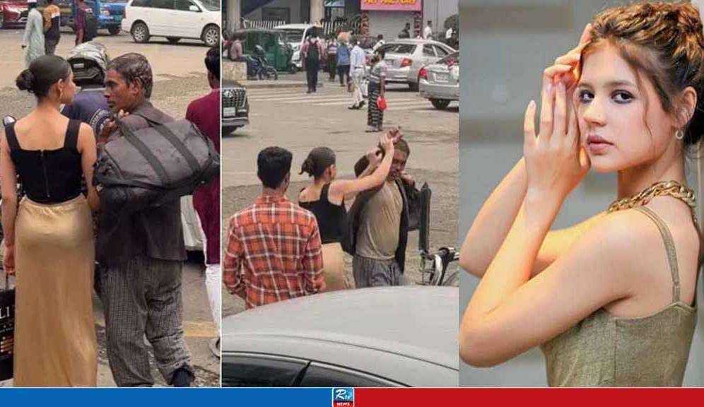 man touchches Russian model Monica kabir while filming a real,she reacts in public