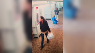 Woman in Hotel gets "Mopped" by the Janitor in Bizarre Altercation