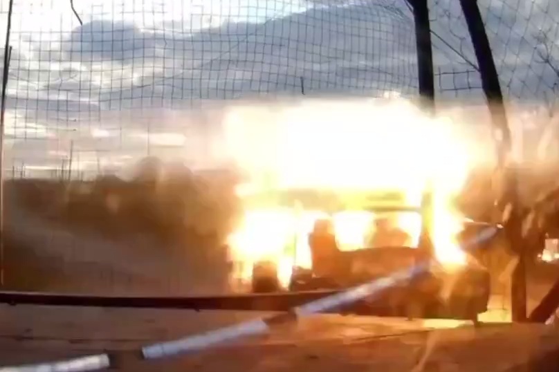 The occupants' DVR filmed a ???????? Ukrainian drone hitting a car with russian terrorists inside. VIDEO