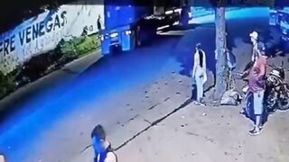 Woman standing near Street is almost hit by Flying Female