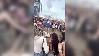 Idiot Throws a Trash Can Into the Crowd at Rolling Loud