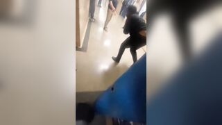 USA High School, Bully gets Instant Knife Karma from Kid he's Beating On