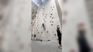 Man practice Climbing up Wall Falls from the Very Top (Info in Description)