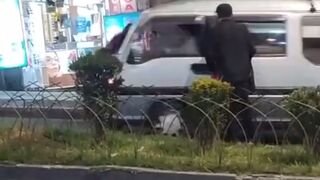 Graphic images: Woman is run over by a minibus after being pushed during a fight