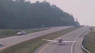 Airplane with Mechanical Issues uses Highway to Take Off Again