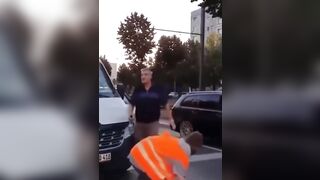 Fed up Driver Spices Some Climate Cultists up with some Pepper Spray!