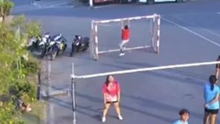 Watch the Goalie at top of Screen...He Dies by Freak Accident