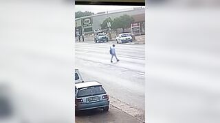 Confused Man Trying to Cross Street Man gets hit and Killed..Twice