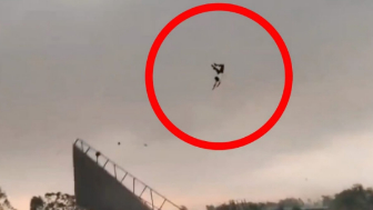 Man Swept Into Air With A Tin Shed During A Storm In India