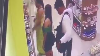 Colombia, Perv Busted trying to Record Up Girl's Skirt in Store