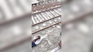Young Girl with No Adults there Tries to Exit Fast Moving Train