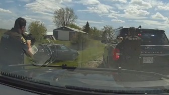 Sheriff t-bones a car flying mid-air and flips it to end a pursuit in Wisconsin