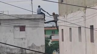 Migrant Comedy Show: Haitian's trying to Escape Falls from the Third Floor