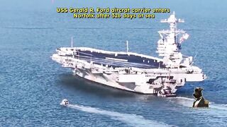 USS Gerald R. Ford aircraft returns to Norfolk after being deployed for 326 days