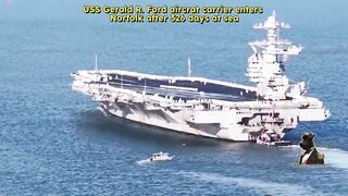 USS Gerald R. Ford aircraft returns to Norfolk after being deployed for 326 days