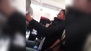 Massive Turbulence causes Stewardess head into the Ceiling