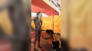Woman Tourist Literally Worships Man's Long Penis with a Bell to Ring lol