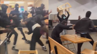 Massive brawl breaks out inside navy yard Chipotle