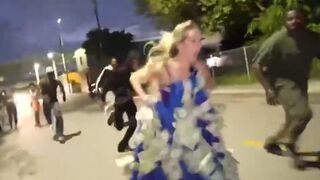 White Girl being Chased by Group of Black Men...Why? You'll See