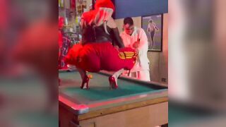 Would you Kick Her Ass or..Worship It? Girl interrupts Pool Game in Bar