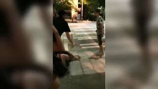 Sissy Boyfriend Sneaks in a Couple Punches on Her Opponent (Aftermath is Quite Funny)