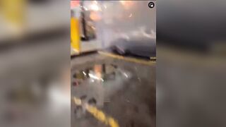 Man uses Firework Gattling Gun on Rival Gas Station