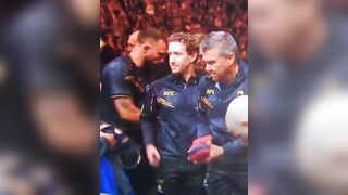 Mark Zuckerberg at UFC 298 last night trying to Shake Hands with Fighter Volk before Match