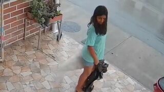 Ecuador: Little White Doggy Bites Girl in the Ass