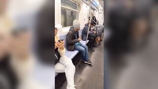 Black Woman Smokes Crack right on the NYC Full Subway....Where has Society Gone?