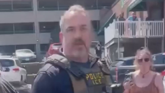 Karen harasses ICE agents