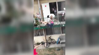 This is why you shouldn’t be trying to fight close to a balcony