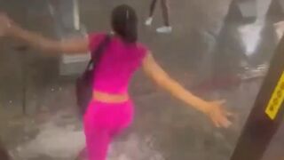 Woman goes viral after getting swept away by NYC floodwaters