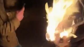 Kid at Party wants to Show Off so He Rolls into the Fire....Well Smarten Up Kid