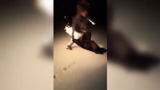 Kid at Party wants to Show Off so He Rolls into the Fire....Well Smarten Up Kid