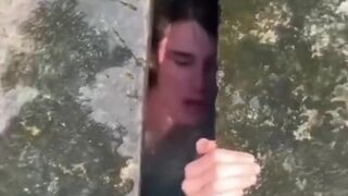 Kid Stuck underneath Bridge can't Get Out in Time