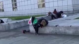I thought this was a Protest but its just High Sleeping Homeless in San Francisco California