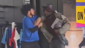 Store employees doled out some street justice to a shoplifter