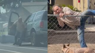 Hit and run driver takes off on 3 wheels after ramming into a car with a baby in it