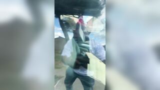 Hit and run driver takes off on 3 wheels after ramming into a car with a baby in it