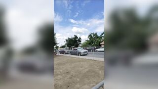 Hit and run driver takes off on 3 wheels after ramming into a car with a baby in it
