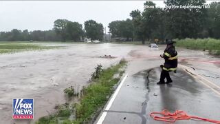 fire captain in Indiana jumped into rushing floodwaters midrescue to save a baby deer