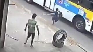 One Legged man on Crutches Killed during Fight...Should the Tire Thrower be Charged?
