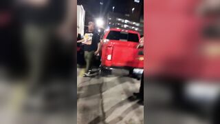 Blonde and Her Beer get Bitch Slapped into Tomorrow from Black Man