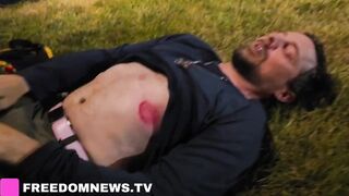 A leftist rioter is pummeled on the ground complaining that NJ police shot him